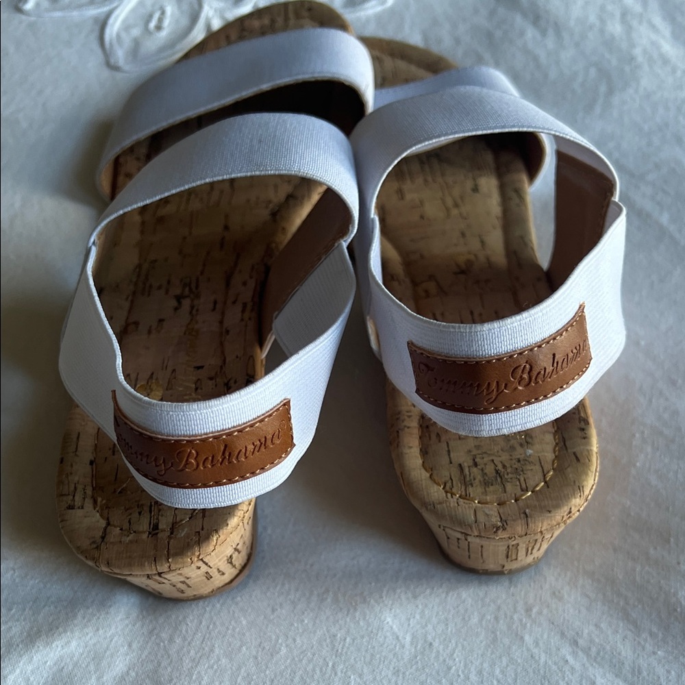 Tommy Bahama White Sandals with Cork Footbed - Picture 2 of 6